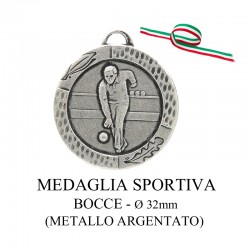 Medaglia sportiva in metallo argentato - Bocce