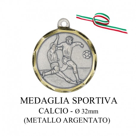 Medaglia sportiva in metallo argentato - Calcio
