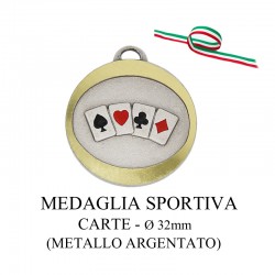 Medaglia sportiva in metallo argentato - Carte