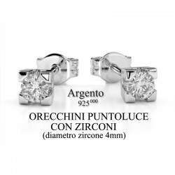 Orecchini Donna Argento - Puntoluce con zirconi Ø-4mm