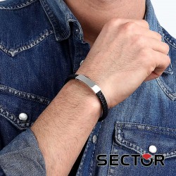Bracciale uomo in acciaio e pelle SECTOR.