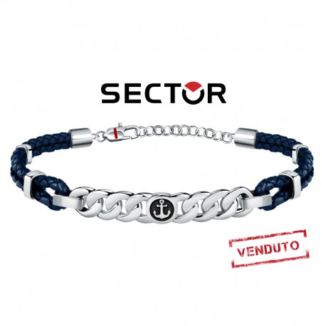 Bracciale uomo in acciaio e pelle SECTOR.