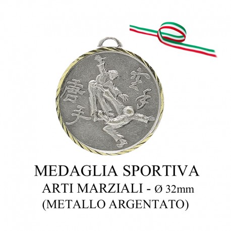 Medaglia sportiva in metallo argentato - Arti Marziali