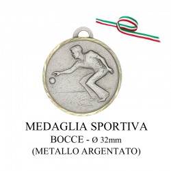 Medaglia sportiva in metallo argentato - Bocce