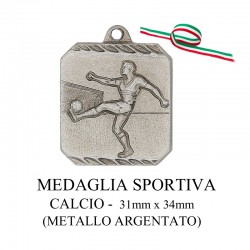 Medaglia sportiva in metallo argentato - Calcio